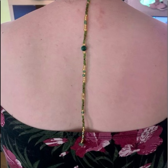 Unique Hand-beaded Necklace w Alcohol Ink Centrepiece & Unique Rear Bead Feature - Picture 2 of 11